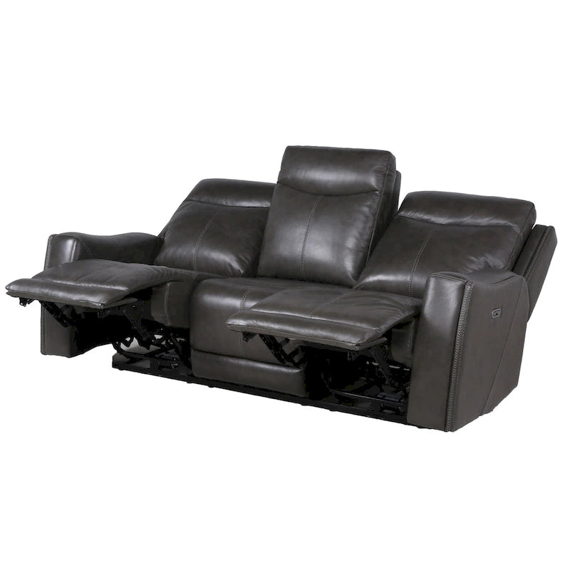 Top Grain Leather & Faux Leather Power Reclining Sofa with Adjustable Headrest & USB 82.5"