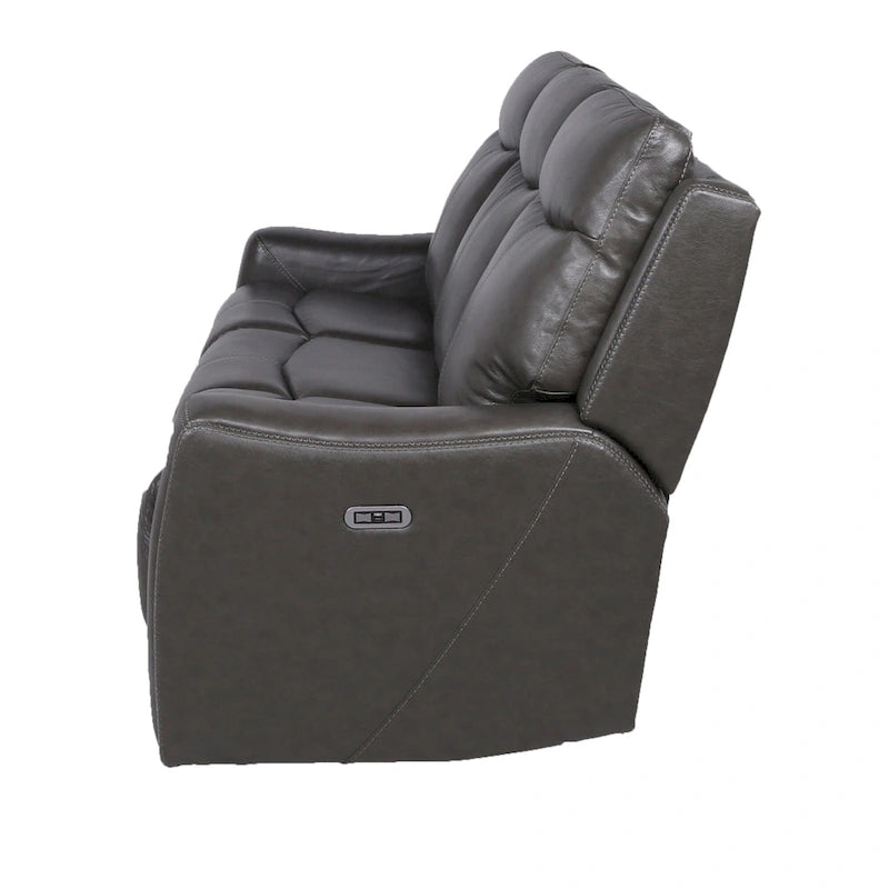 Top Grain Leather & Faux Leather Power Reclining Sofa with Adjustable Headrest & USB 82.5"