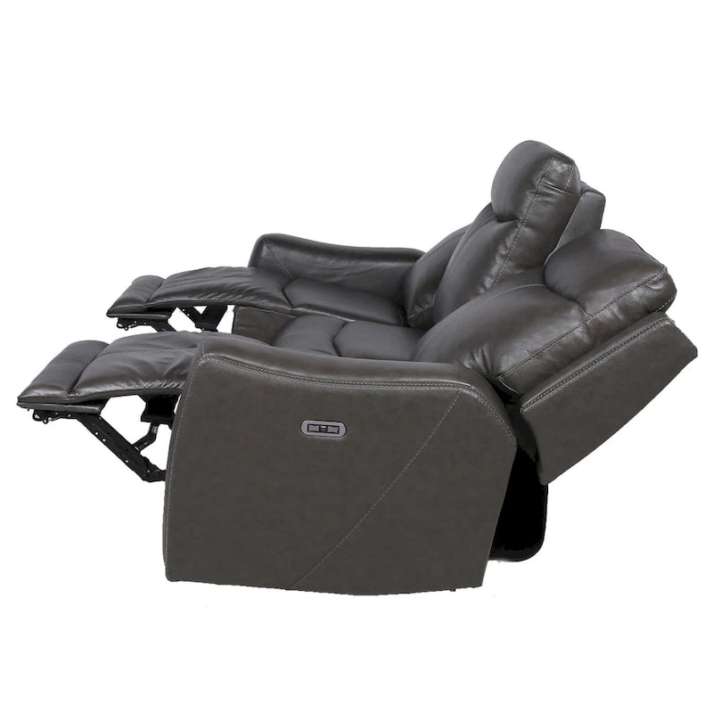 Top Grain Leather & Faux Leather Power Reclining Sofa with Adjustable Headrest & USB 82.5"