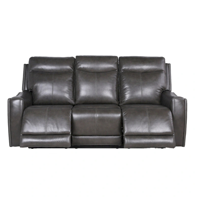 Top Grain Leather & Faux Leather Power Reclining Sofa with Adjustable Headrest & USB 82.5"