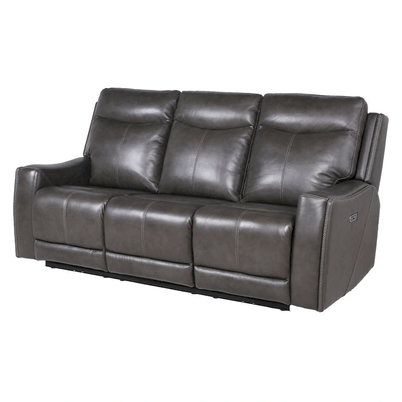 Top Grain Leather & Faux Leather Power Reclining Sofa with Adjustable Headrest & USB 82.5"