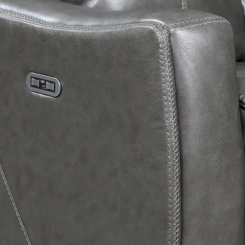 Top Grain Leather & Faux Leather Power Reclining Sofa with Adjustable Headrest & USB 82.5"
