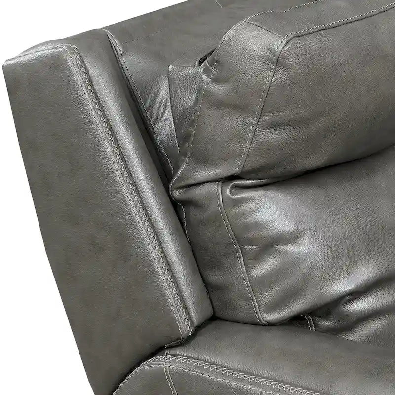 Top Grain Leather & Faux Leather Power Reclining Sofa with Adjustable Headrest & USB 82.5"
