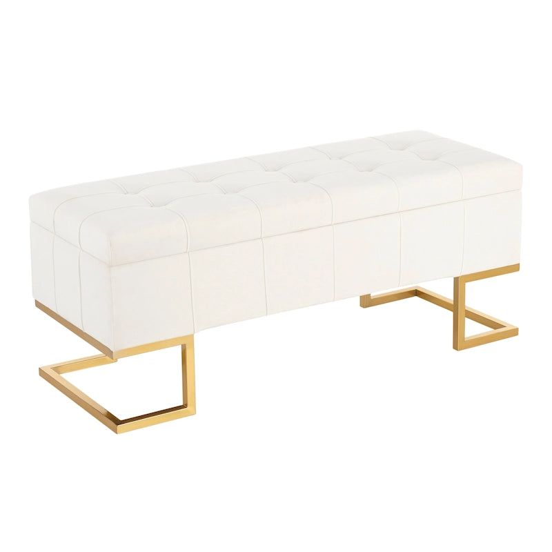 Velvet Tufted Storage Bench