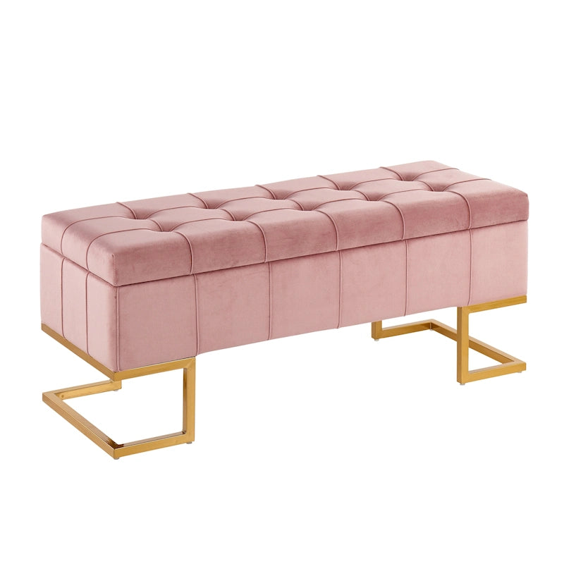 Velvet Tufted Storage Bench
