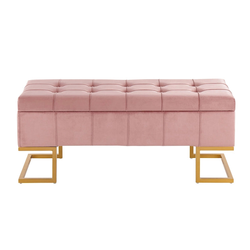 Velvet Tufted Storage Bench
