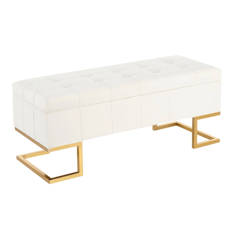 Velvet Tufted Storage Bench