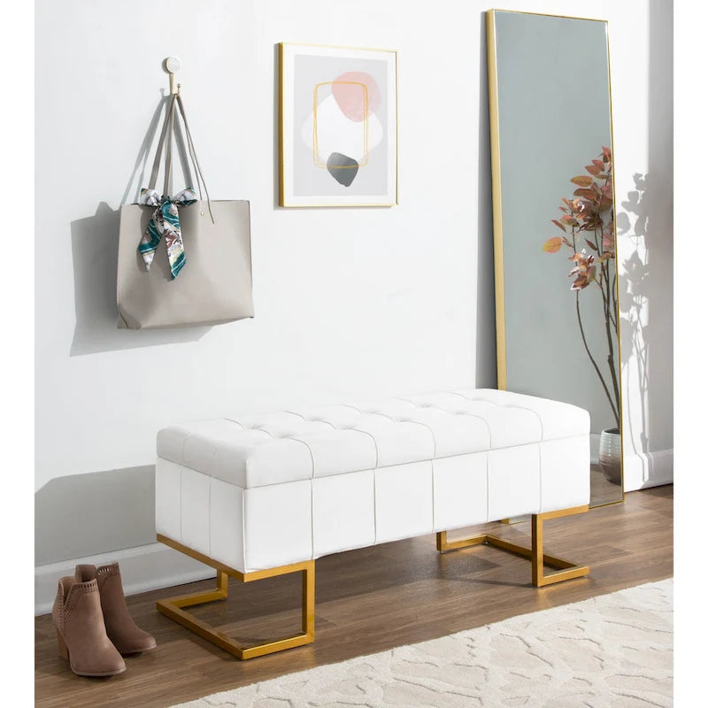 Velvet Tufted Storage Bench