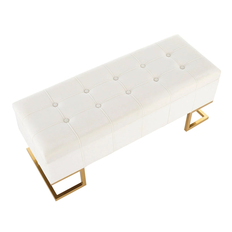 Velvet Tufted Storage Bench