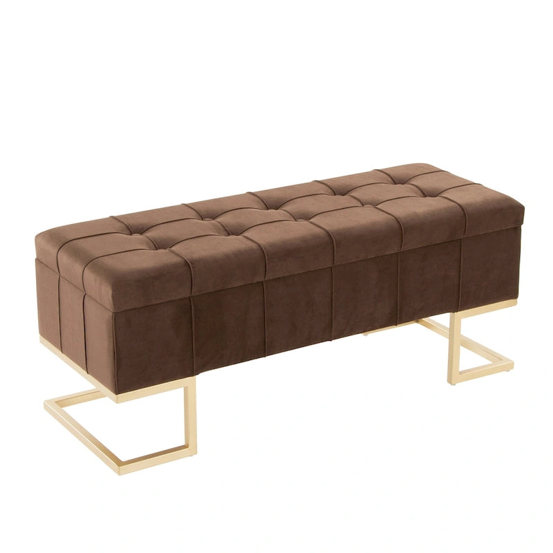 Velvet Tufted Storage Bench
