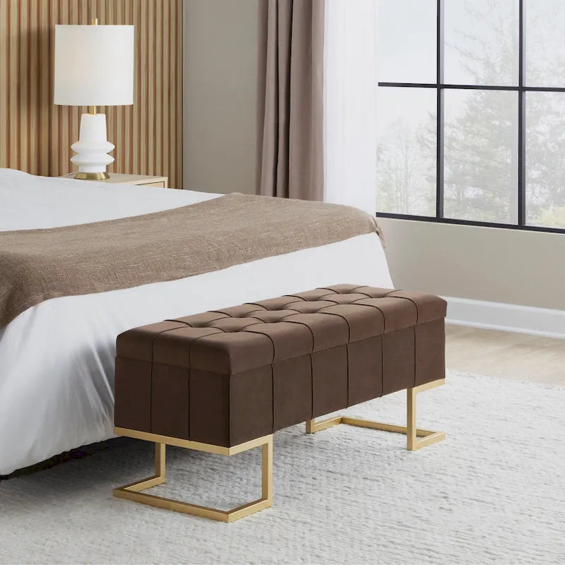 Velvet Tufted Storage Bench