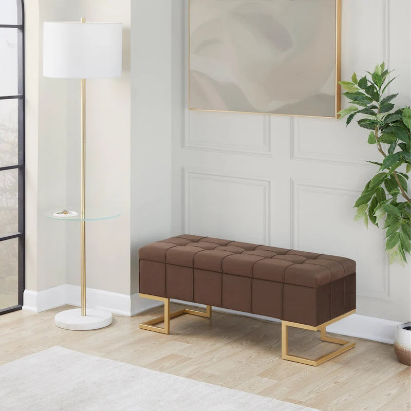 Velvet Tufted Storage Bench