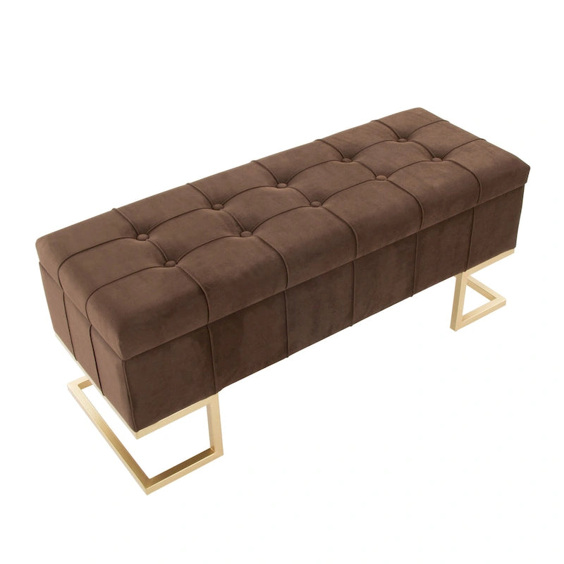 Velvet Tufted Storage Bench