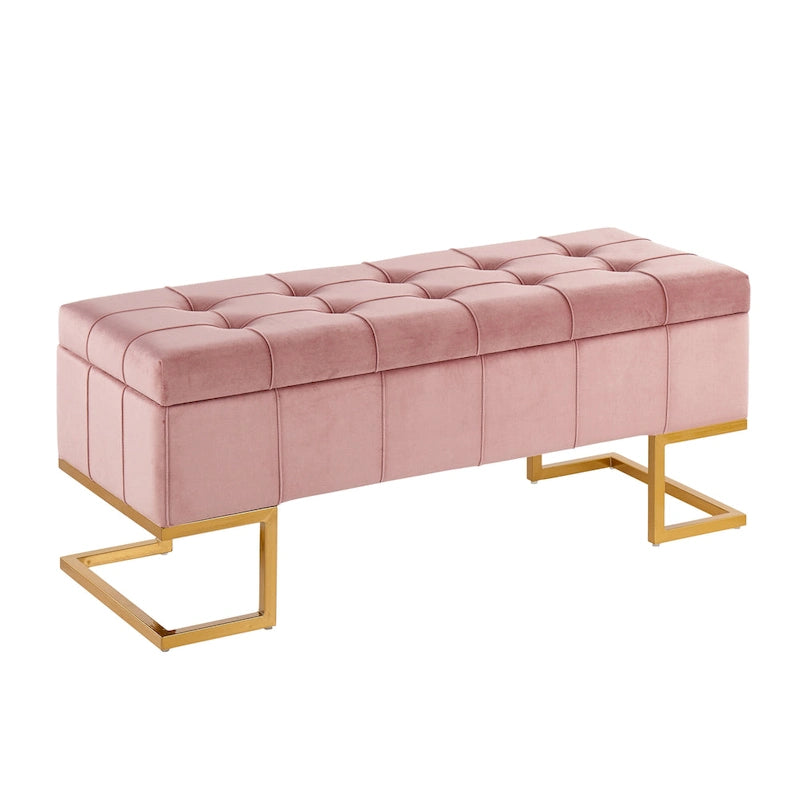 Velvet Tufted Storage Bench