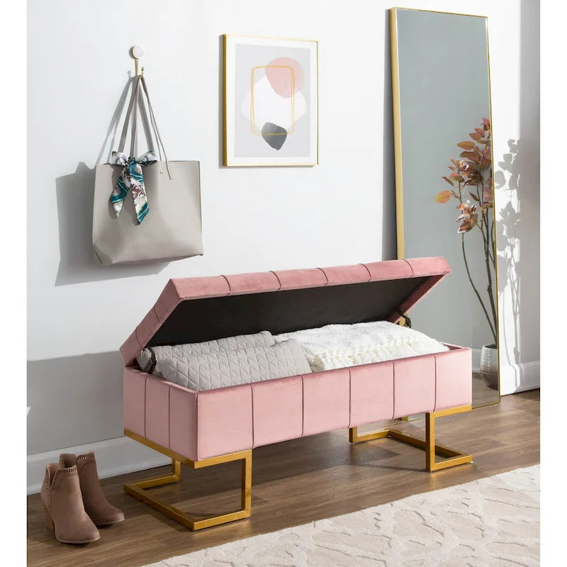 Velvet Tufted Storage Bench