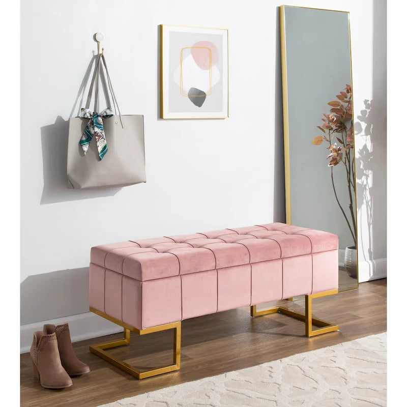 Velvet Tufted Storage Bench