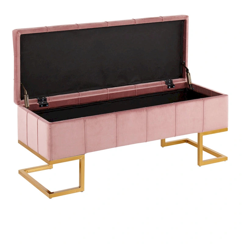 Velvet Tufted Storage Bench