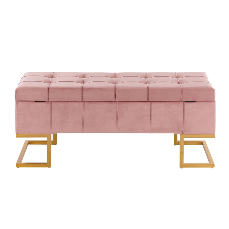 Velvet Tufted Storage Bench