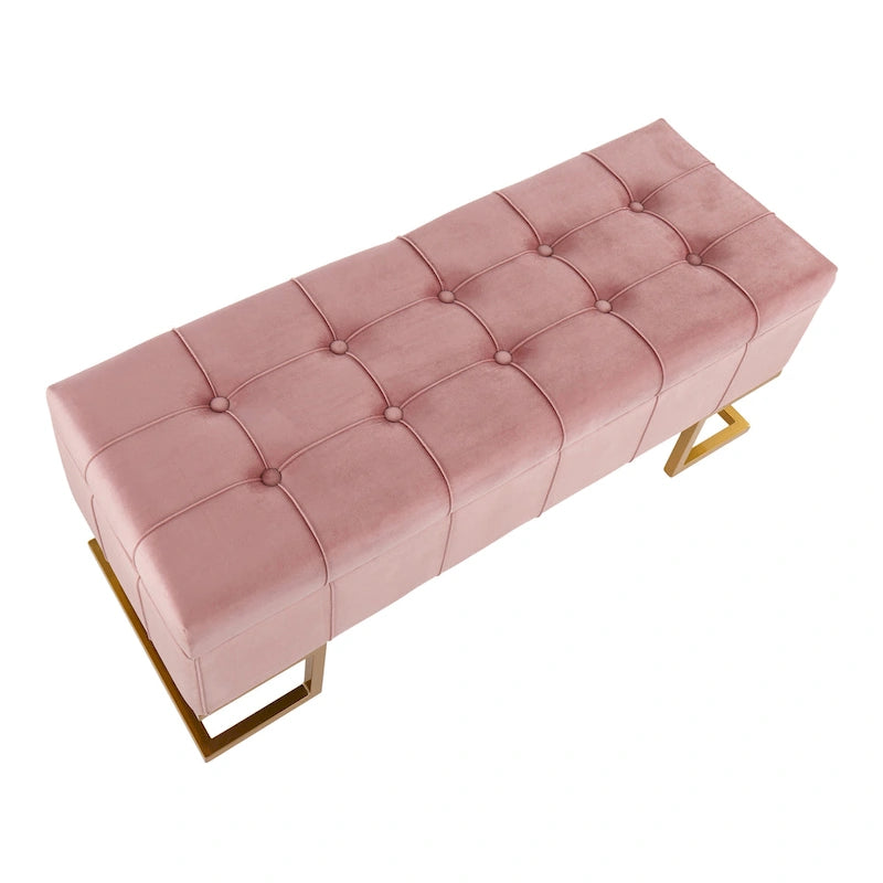 Velvet Tufted Storage Bench