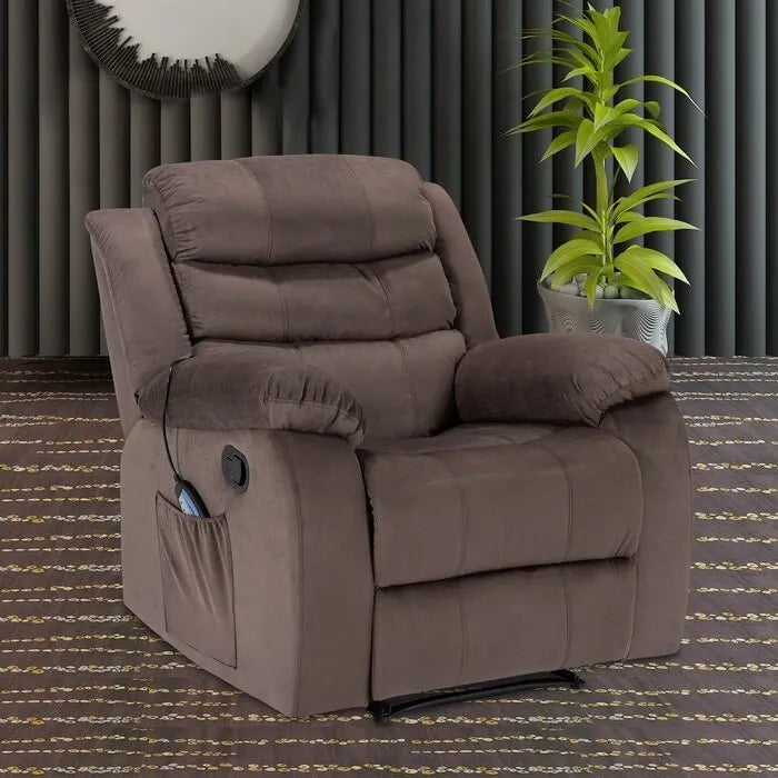 Velvet Wall Hugger Recliner Chair with Massage, Heat & Timer