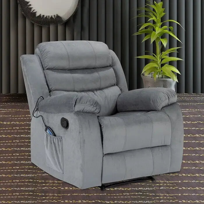 Velvet Wall Hugger Recliner Chair with Massage, Heat & Timer