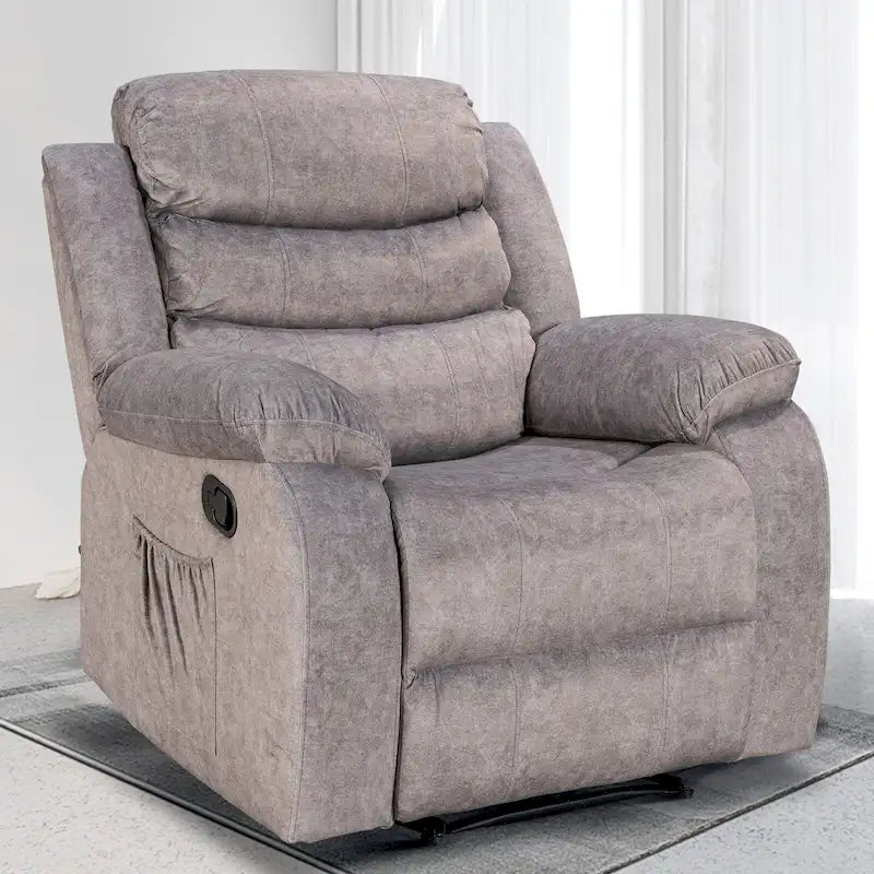 Velvet Wall Hugger Recliner Chair with Massage, Heat & Timer