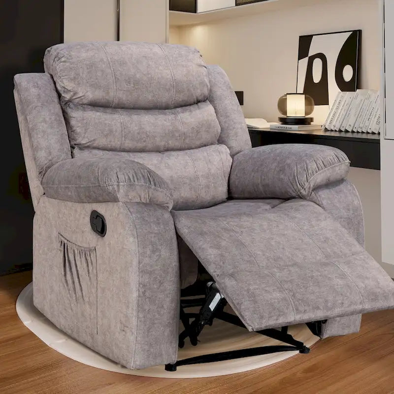 Velvet Wall Hugger Recliner Chair with Massage, Heat & Timer