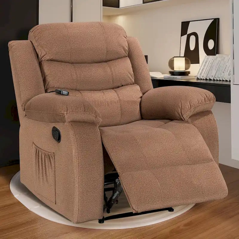 Velvet Wall Hugger Recliner Chair with Massage, Heat & Timer