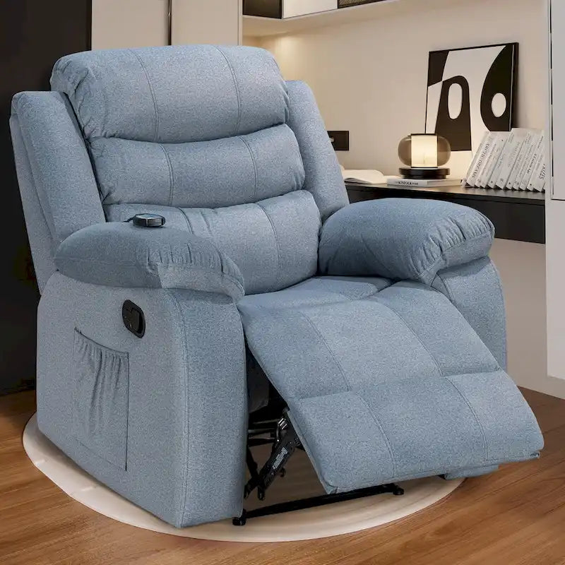 Velvet Wall Hugger Recliner Chair with Massage, Heat & Timer
