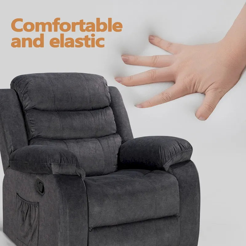 Velvet Wall Hugger Recliner Chair with Massage, Heat & Timer