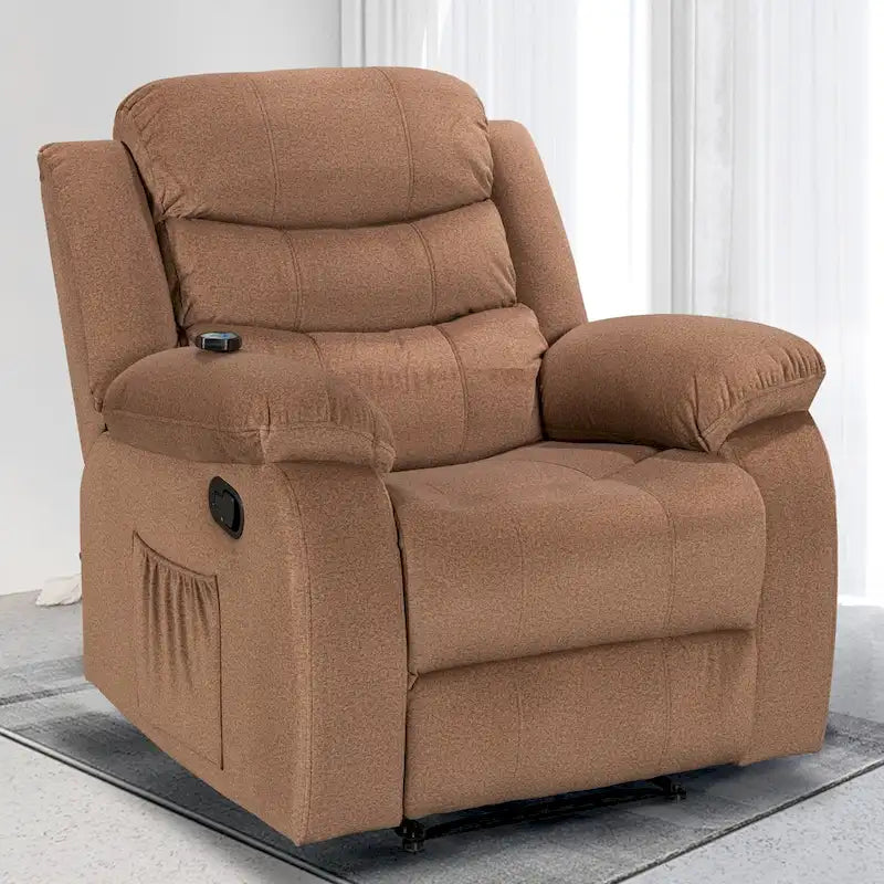 Velvet Wall Hugger Recliner Chair with Massage, Heat & Timer
