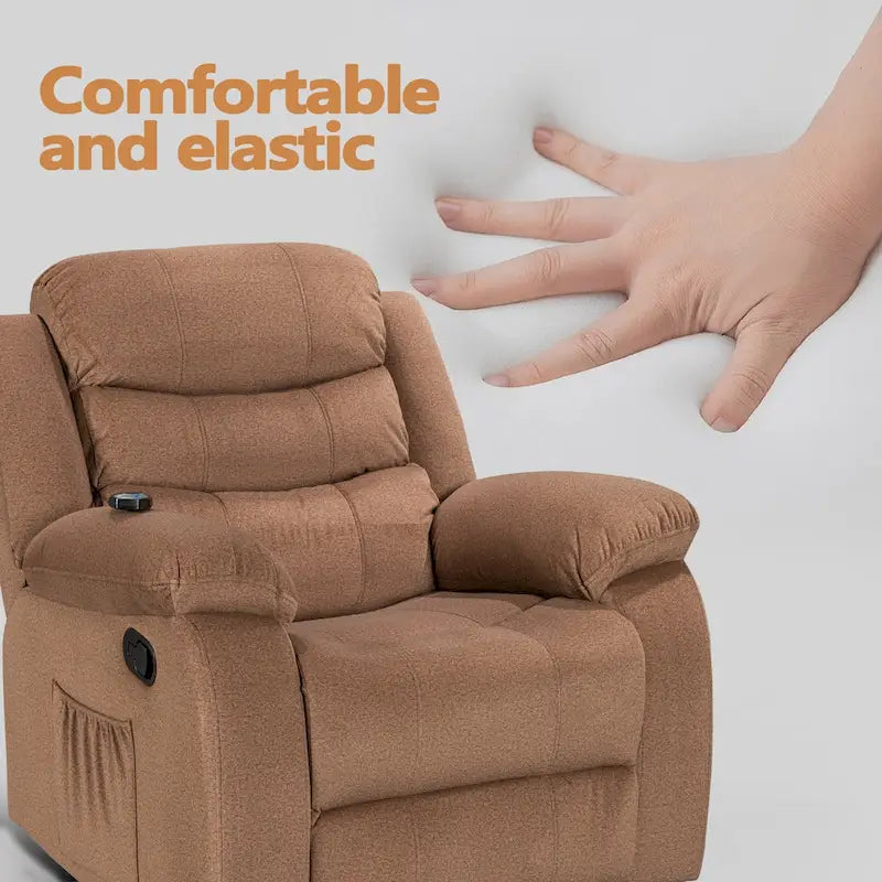 Velvet Wall Hugger Recliner Chair with Massage, Heat & Timer