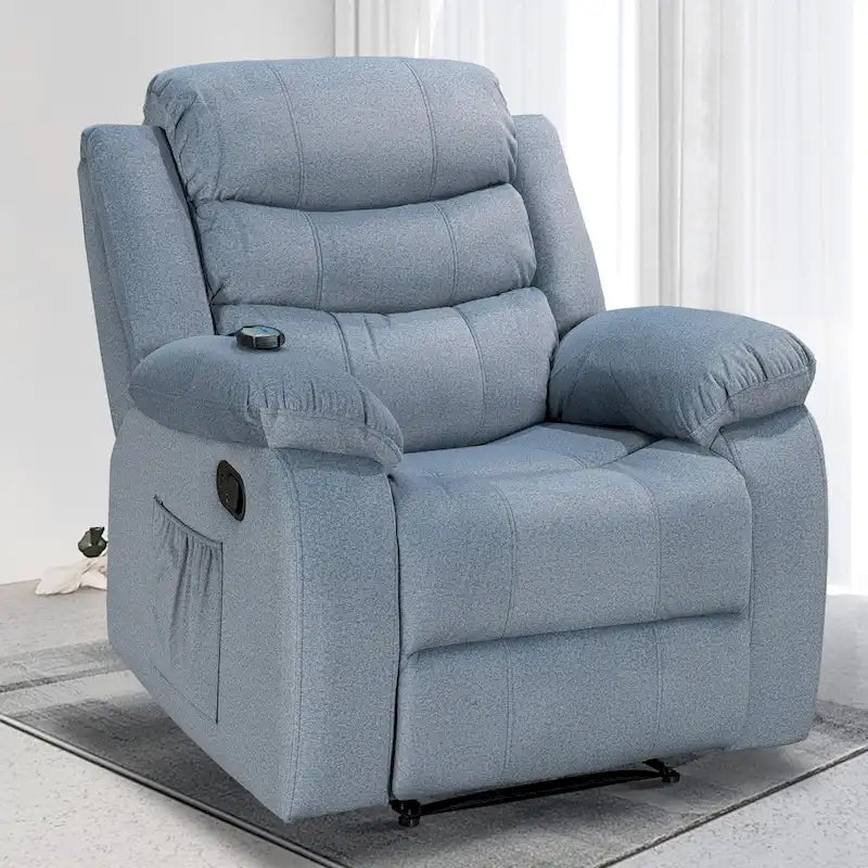 Velvet Wall Hugger Recliner Chair with Massage, Heat & Timer