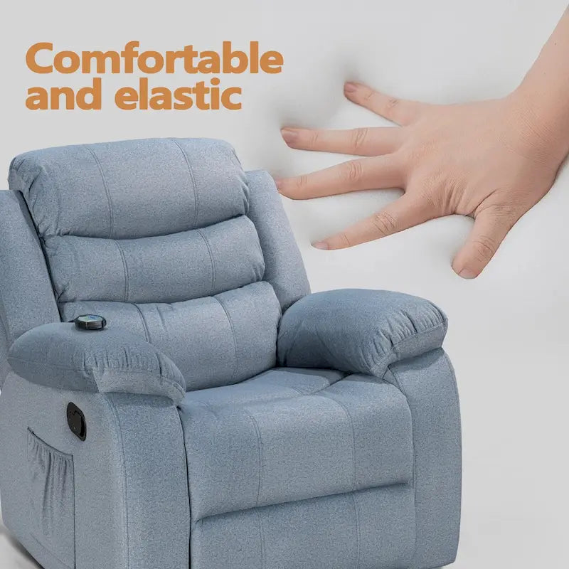 Velvet Wall Hugger Recliner Chair with Massage, Heat & Timer