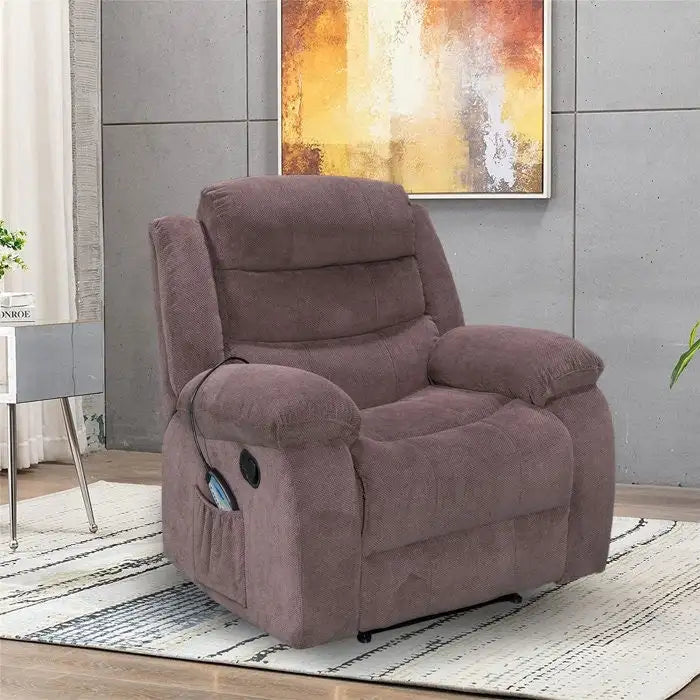 Velvet Wall Hugger Recliner Chair with Massage, Heat & Timer