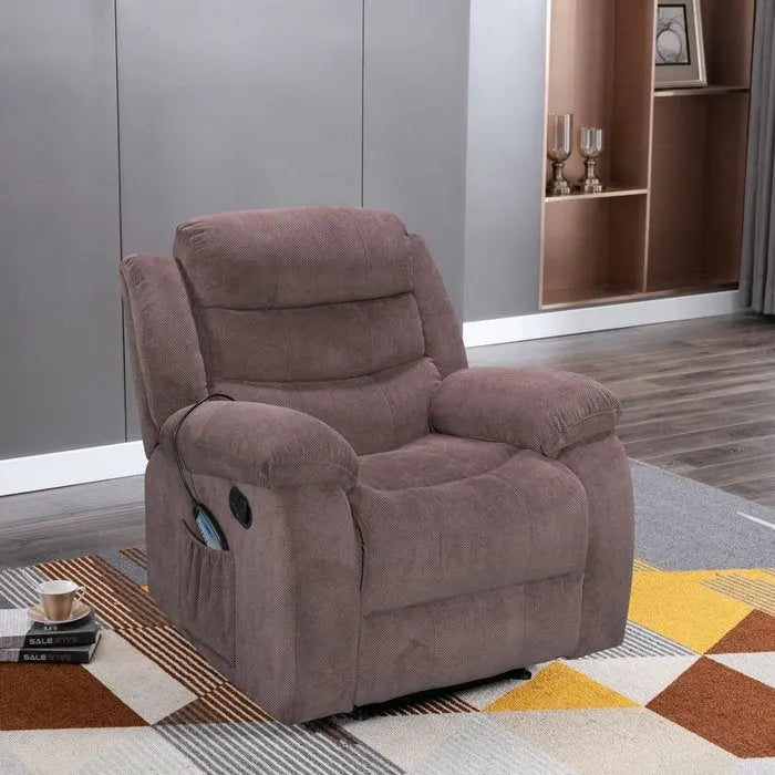 Velvet Wall Hugger Recliner Chair with Massage, Heat & Timer