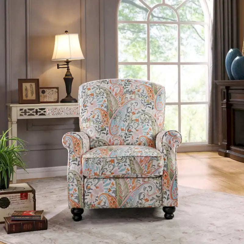 Mixed Hardwood & Foam Push-Back Recliner Chair with Pocket Coils & Tapered Legs