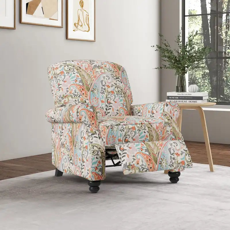 Mixed Hardwood & Foam Push-Back Recliner Chair with Pocket Coils & Tapered Legs
