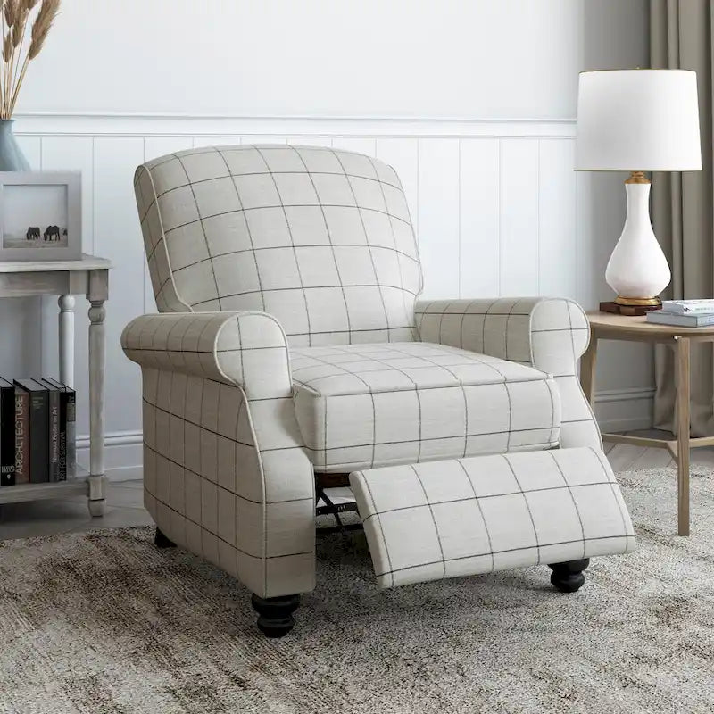 Mixed Hardwood & Foam Push-Back Recliner Chair with Pocket Coils & Tapered Legs