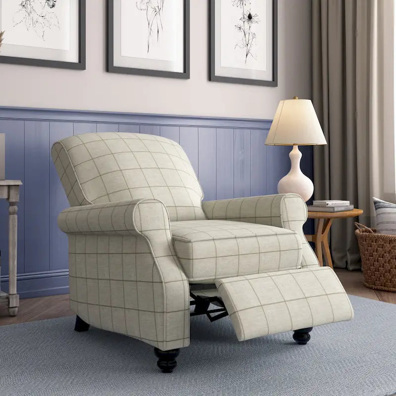 Mixed Hardwood & Foam Push-Back Recliner Chair with Pocket Coils & Tapered Legs