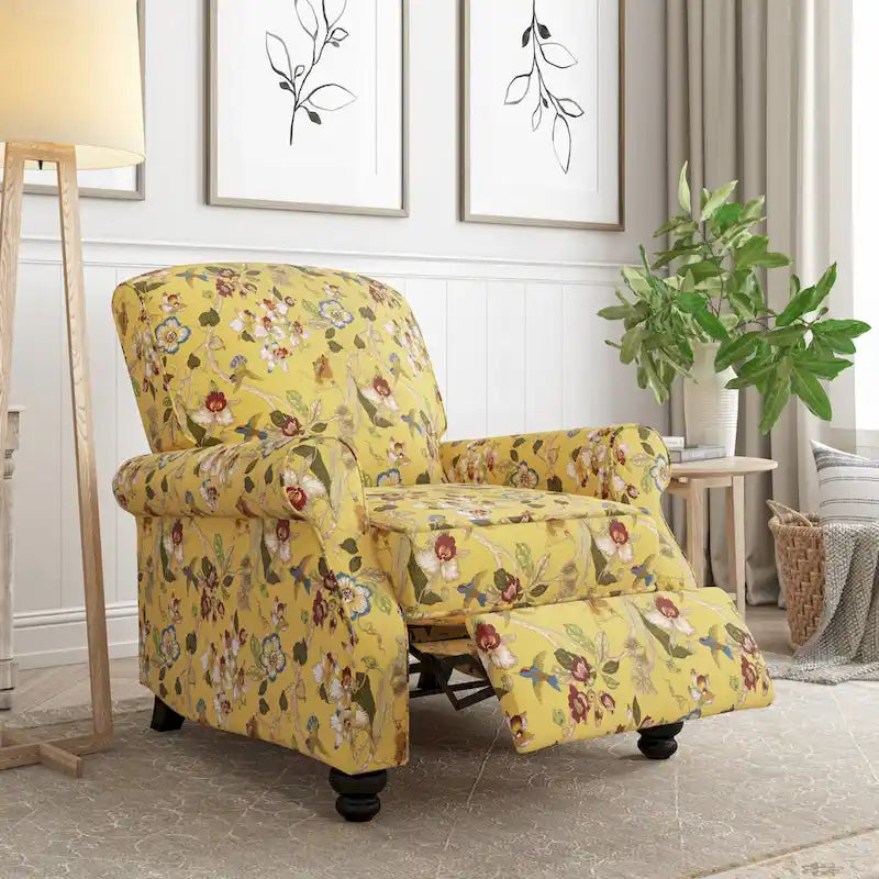 Mixed Hardwood & Foam Push-Back Recliner Chair with Pocket Coils & Tapered Legs