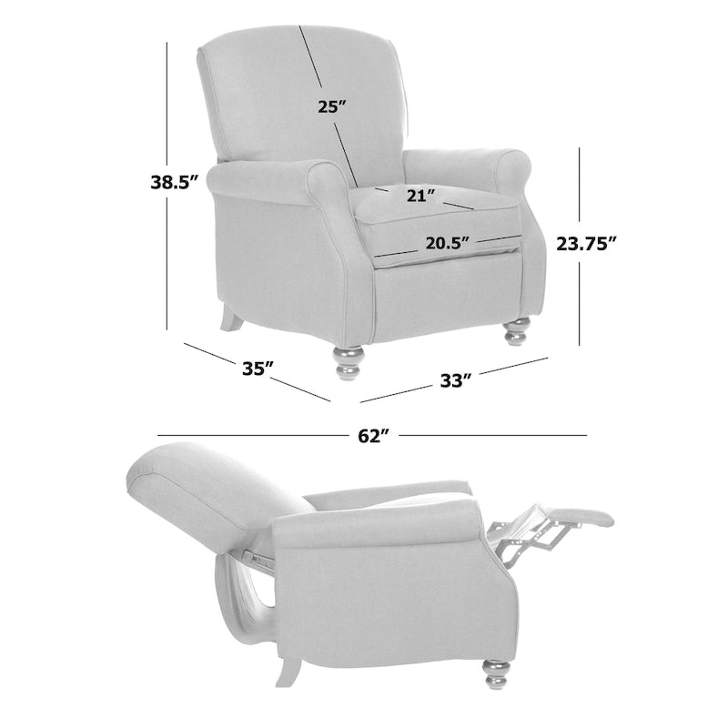 Mixed Hardwood & Foam Push-Back Recliner Chair with Pocket Coils & Tapered Legs
