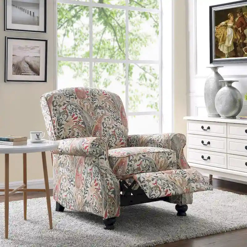 Mixed Hardwood & Foam Push-Back Recliner Chair with Pocket Coils & Tapered Legs