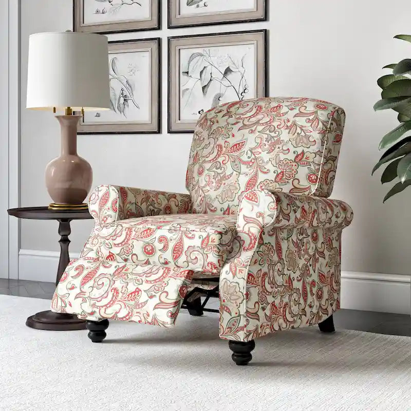 Mixed Hardwood & Foam Push-Back Recliner Chair with Pocket Coils & Tapered Legs