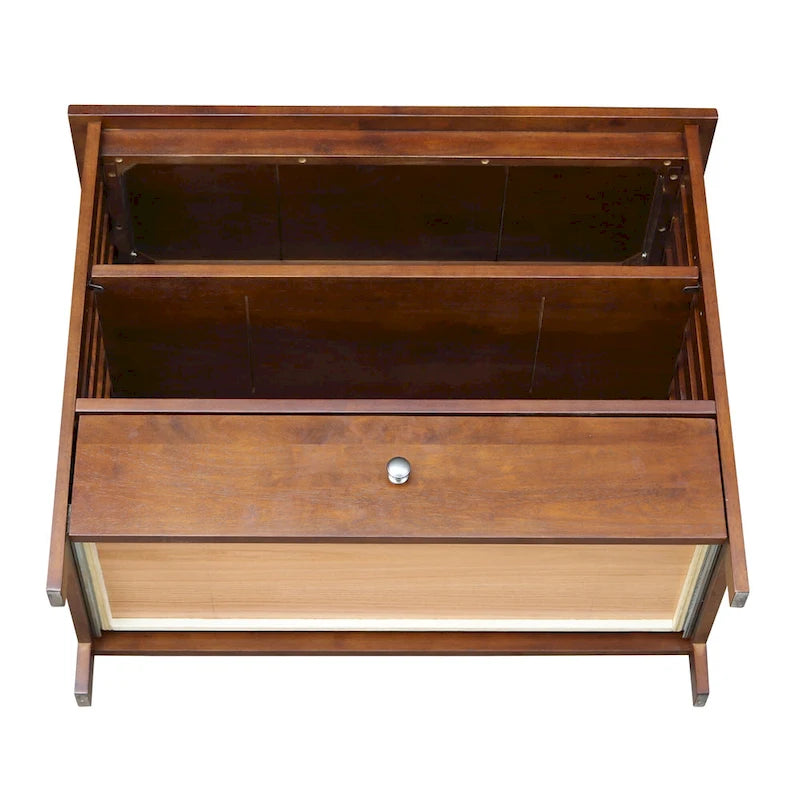 Solid Hardwood Mission Corner TV Stand with Drawer & Shelves