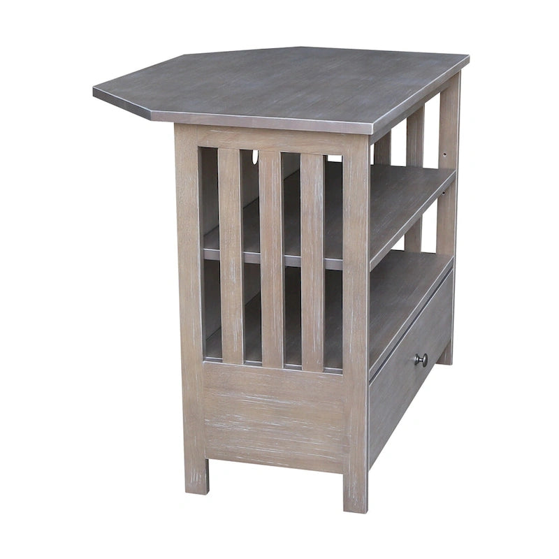 Solid Hardwood Mission Corner TV Stand with Drawer & Shelves
