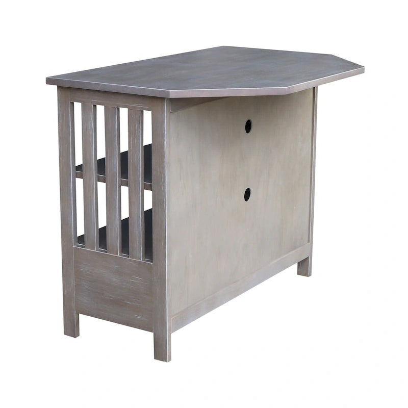 Solid Hardwood Mission Corner TV Stand with Drawer & Shelves