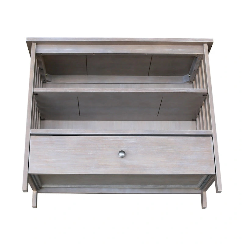 Solid Hardwood Mission Corner TV Stand with Drawer & Shelves