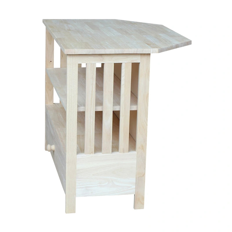 Solid Hardwood Mission Corner TV Stand with Drawer & Shelves