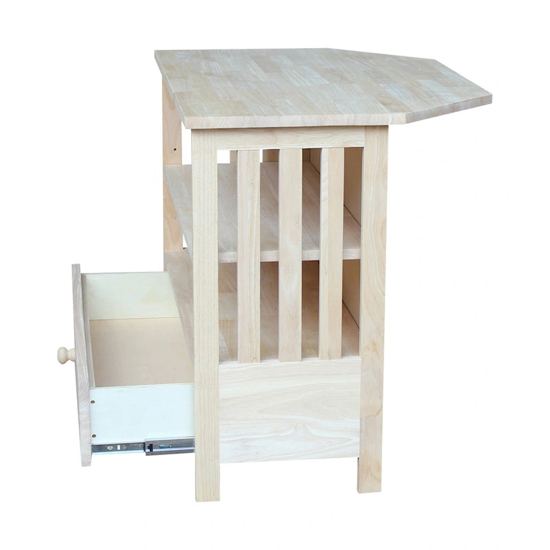 Solid Hardwood Mission Corner TV Stand with Drawer & Shelves